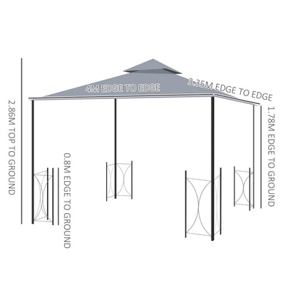 Patio Metal Gazebo Canopy Garden Tent Shade- Grey