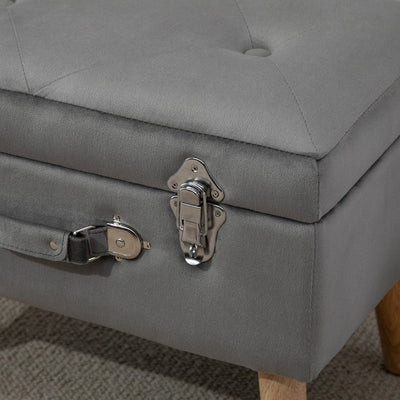 Elegant Velvet Footstool Pouffe Storage , Grey