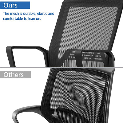 Yaheetech Adjustable Computer Chair Ergonomic Mesh Work Chair Reclining Mid-Back Study Chair with Comfy Lumbar Back Support for Home Office Black