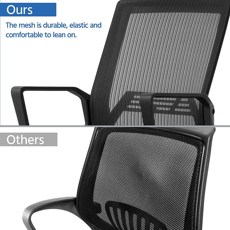 Yaheetech Adjustable Computer Chair Ergonomic Mesh Work Chair Reclining Mid-Back Study Chair with Comfy Lumbar Back Support for Home Office Black