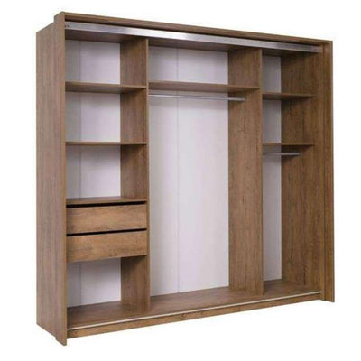 Lenora 2-Door Sliding Wardrobe 230cm - Burgundy Oak & White-Burgundy Oak / Grey