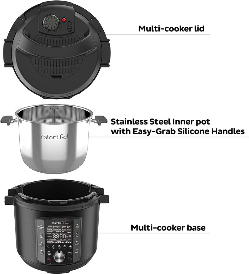 Instant Pot Pro 10-in-1 Electric Multi Functional Cooker - Pressure Cooker, Slow Cooker, Rice Cooker, Steamer, Sous Vide, Yogurt Maker- 1200 W, 7.6L