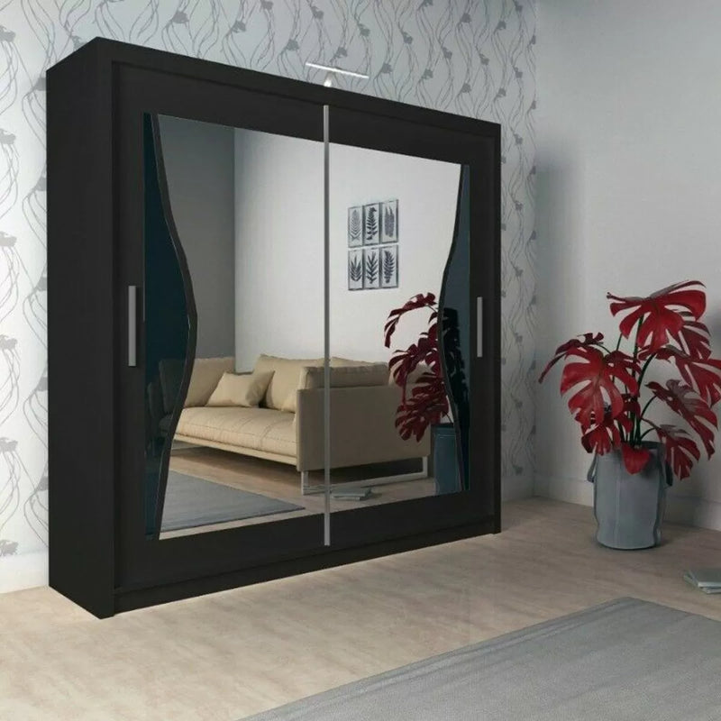 Heffner White Sliding Door Wardrobe  3 Sizes 4 Colour