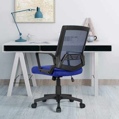 Yaheetech Adjustable Computer Chair Ergonomic Mesh Work Chair Reclining Mid-Back Study Chair with Comfy Lumbar Back Support for Home Office Blue