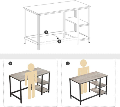 VASAGLE Computer Desk, Writing Desk with 2 Shelves on Left or Right, Work Table LWD47MB