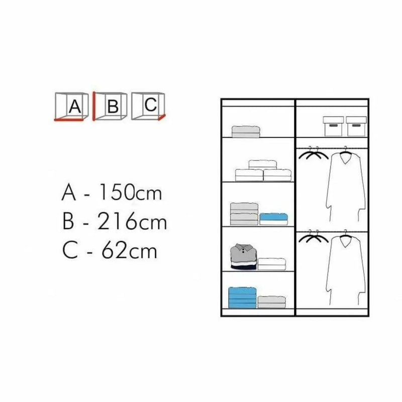 Chelsea 2 Door Mirrored Sliding Wardrobe 6 Colours