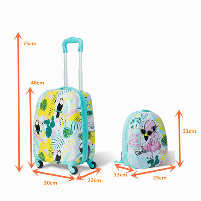 2 Pieces Kids Luggage Set with 4 Casters and Retractable Handle-Multicolour