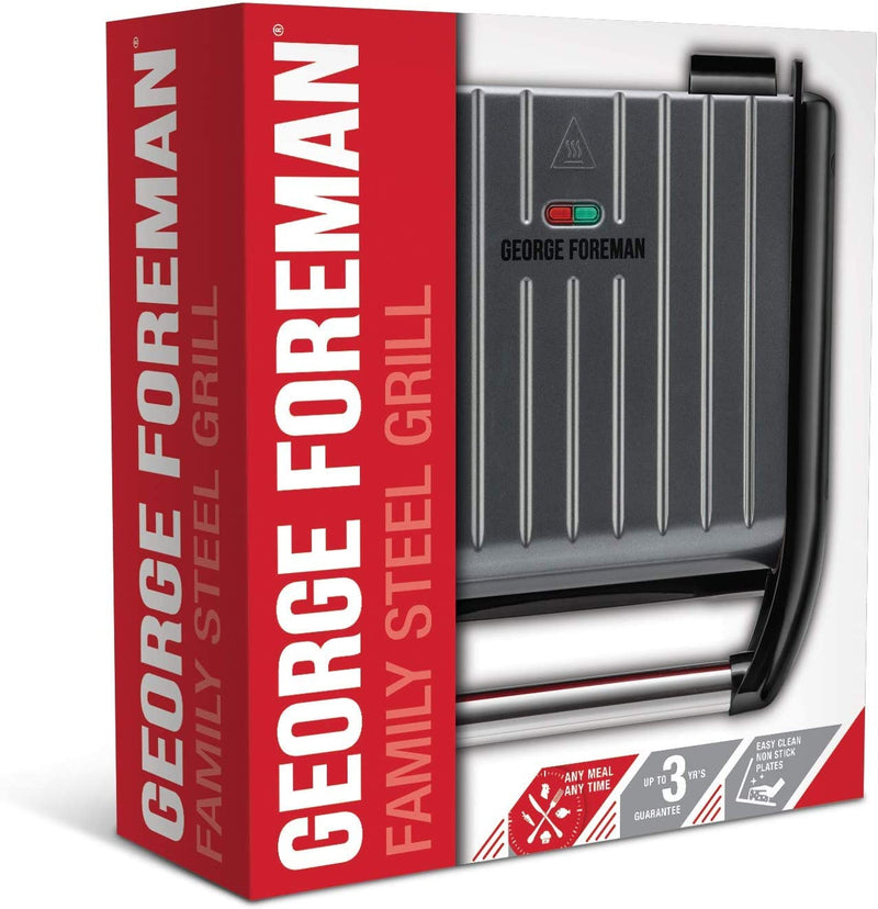 George Foreman Medium Grey Steel Grill 25041