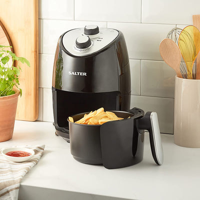 Salter EK2817 Compact 2L Hot Air Fryer with Removable Frying Rack, Adjustable Temperature Control, 30 Minute Timer, 1000 W For Small Family & Students