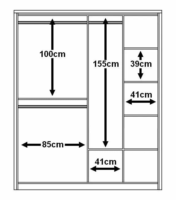 Barse 2 Door Mirrored Sliding Wardrobe 180cm - Oak, White, Grey