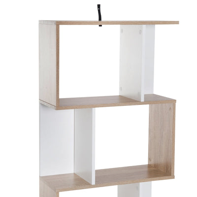 Four-Tier Double 'S' Shelving Unit - White And Oak Tone