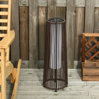 Patio Garden Solar Powered Lights Woven Resin Wicker Lantern Auto On/Off