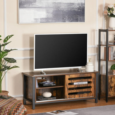 Industrial Wood-Effect TV Stand, With Storage