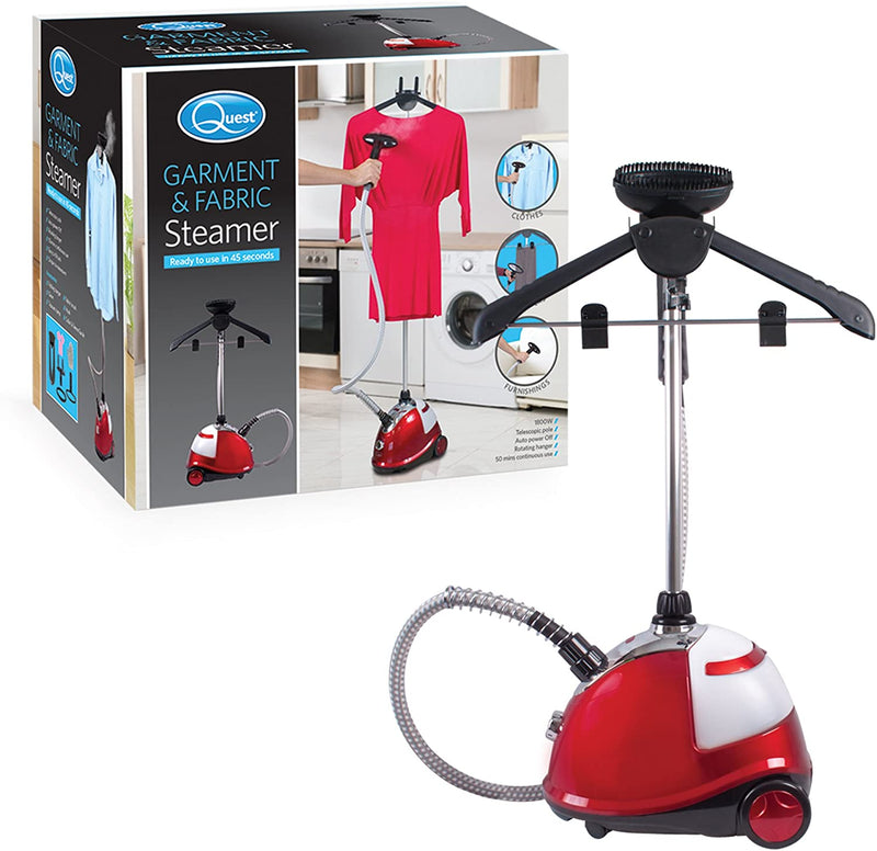 Quest 42320 Upright Garment and Fabric Steamer, 1800 Watt, Plastic, W, Red