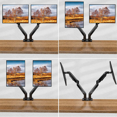 HUANUO Dual Monitor Stand for 15-35 inch Ultrawide Screens, Gas Spring Dual Monitor Arm Desk Mount with USB Port, Adjustable Dual Monitor Mount