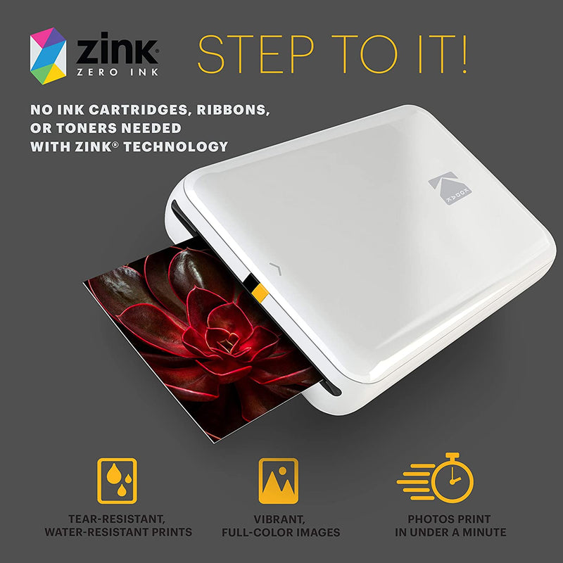 KODAK Step Instant Printer Bluetooth/NFC Wireless Photo Printer with ZINK Technology & KODAK App for iOS & Android Prints 2x3 Inch Sticky-Back Photos