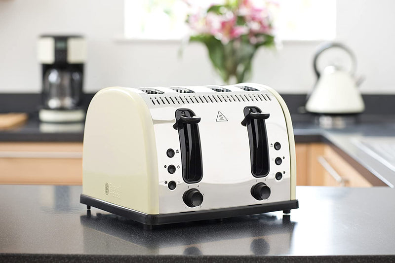 Russell Hobbs 21302 Legacy 4-Slice Toaster, Stainless Steel, 2400 W, Cream