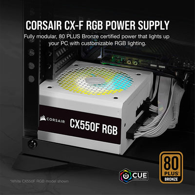 Corsair CX750F RGB, 80 PLUS Bronze Fully Modular ATX Power Supply (80 PLUS Bronze Certified, 120 mm RGB Fan,Low Noise,105°C Japanese Capacitors) Black