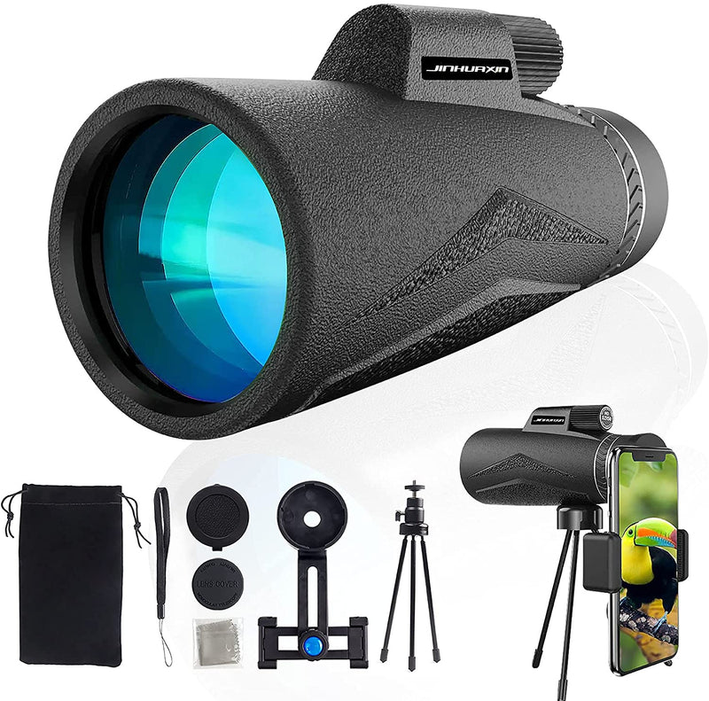 Jinhuaxin 12x50 HD Monocular Telescope, 1000M High Power Telescope, Anti-Fog, Dust-Proof Waterproof Monocular with Smartphone Adapter Tripod