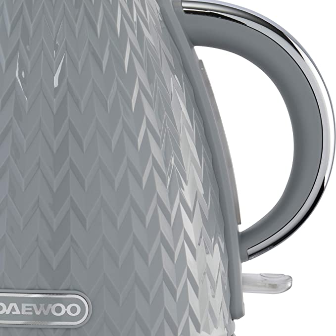 Daewoo SDA1820 Argyle 1.7L Electric Kettle, Removable & Washable Limescale Filter Lid Opening, Auto/Manual Switch Off (220-240V/50-60Hz/3KW), Grey