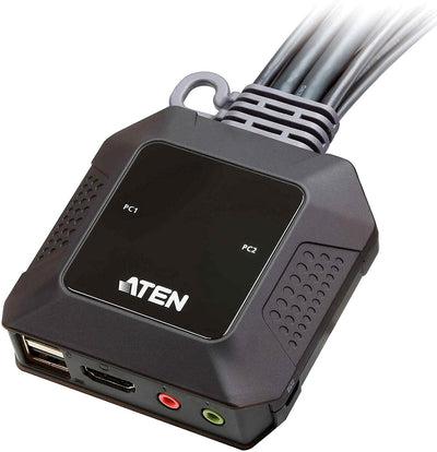 ATEN 2-Port USB 4K HDMI Cable KVM Switch with Remote Port Selector CS22H (up to 4096 x 2160 @ 60Hz, HDCP 2.2) For Windows, Mac, Linux