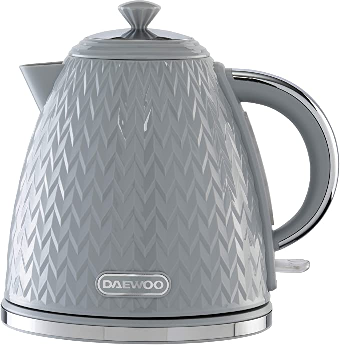 Daewoo SDA1820 Argyle 1.7L Electric Kettle, Removable & Washable Limescale Filter Lid Opening, Auto/Manual Switch Off (220-240V/50-60Hz/3KW), Grey