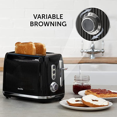 Breville Bold Black 2-Slice Toaster with High-Lift and Wide Slots | Black and Silver Chrome [VTR001]