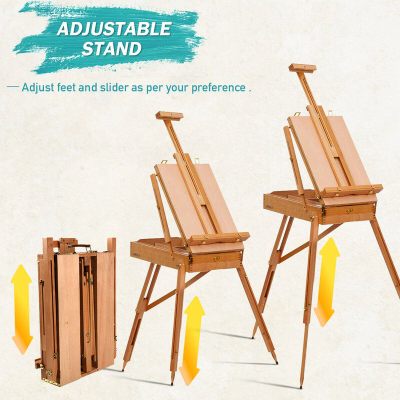 Tripod Art Folding Wooden Easel with Sketch Box