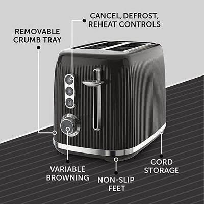 Breville Bold Black 2-Slice Toaster with High-Lift and Wide Slots | Black and Silver Chrome [VTR001]