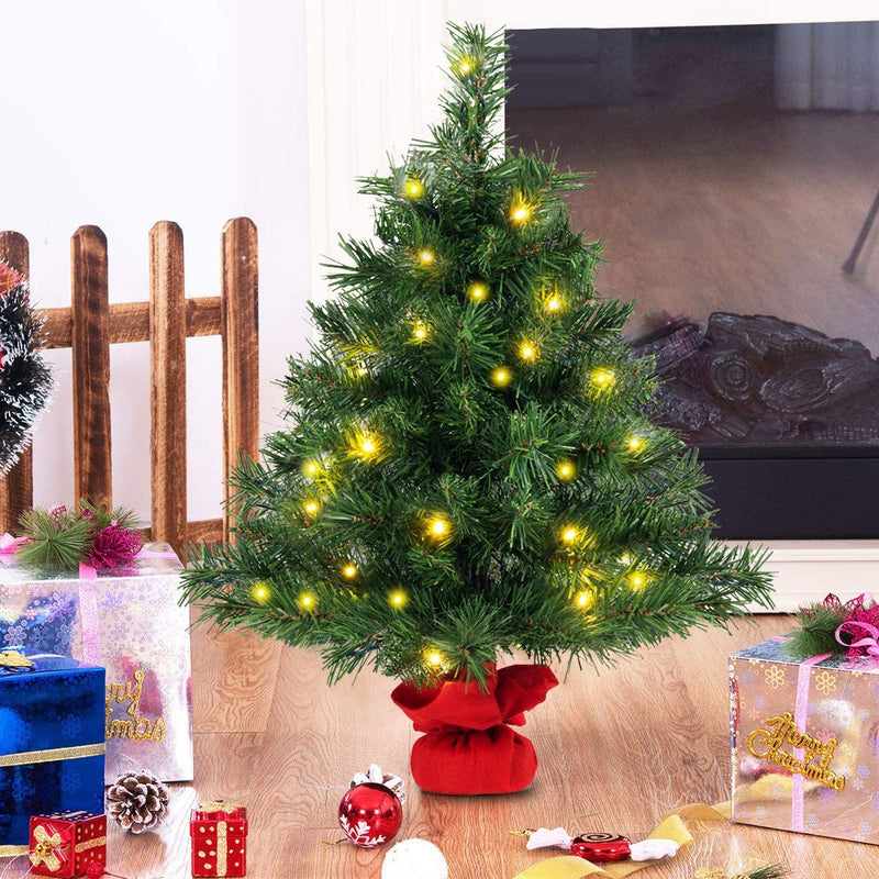 2ft Artificial Table Top Christmas Tree with LED Lights