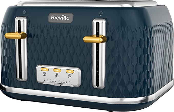 Breville Curve 4-Slice Toaster with High Lift and Wide Slots | Navy & Gold [VTT965]