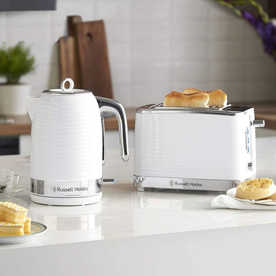 Russell Hobbs 24370 White Inspire High Gloss Plastic Two Slice Toaster