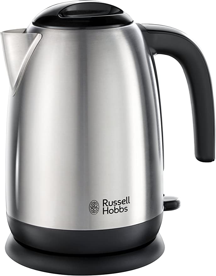 Russell Hobbs 23910 Adventure Brushed Stainless Steel Electric Kettle, Open Handle, 3000 W, 1.7 Litre, Brushed Steel [Energy Class A]