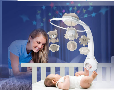 INFANTINO 3 in 1 Projector Musical Mobile - table and cot light and projector, with wake up mode, complete with 6 melodies and 4 nature sounds