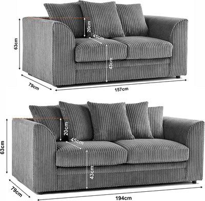 Desmond Jumbo Cord 3 Seater and 2 Seater Sofa Set