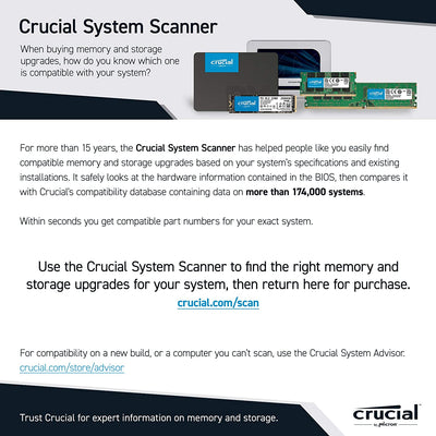 Crucial RAM CT8G4SFRA32A 8GB DDR4 3200MHz CL22 (or 2933MHz or 2666MHz) Laptop Memory