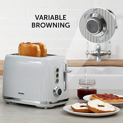 Breville Bold Ice Grey 2-Slice Toaster with High-Lift & Wide Slots | Grey & Silver Chrome [VTR002]