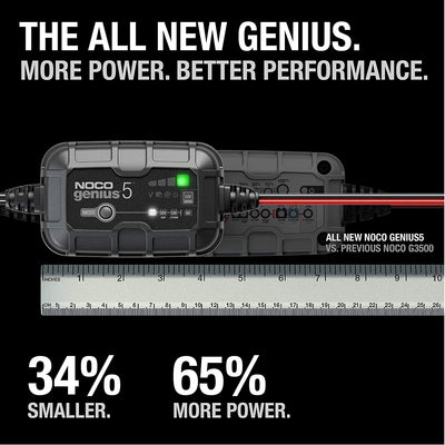 NOCO GENIUS5UK, 5A Fully-Automatic Smart Charger, 6V and 12V Battery Charger, Battery Maintainer and Battery Desulfator with Temperature Compensation