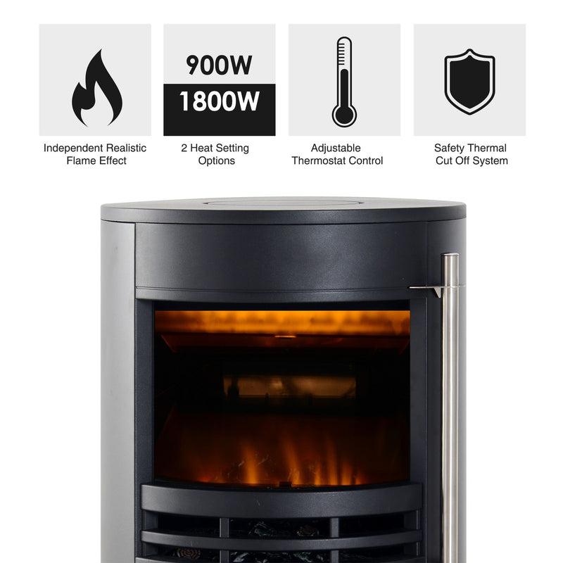 1800W Freestanding Electric Fireplace - Black