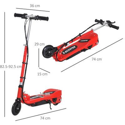 HOMCOM Kids Folding Electric Bike Children E Scooter Ride on Toy 2x12V Recharge Battery 120W Adjustable Height PU Wheels Suitable for 7 - 14 yrs Red