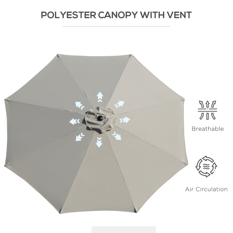 Tilting Parasol Garden Umbrellas- Light Grey