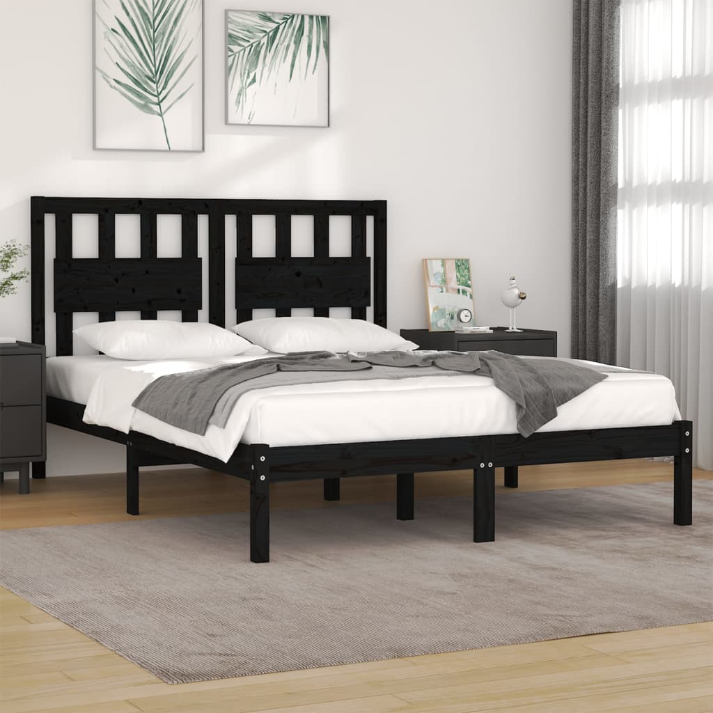 Black wooden small double outlet bed