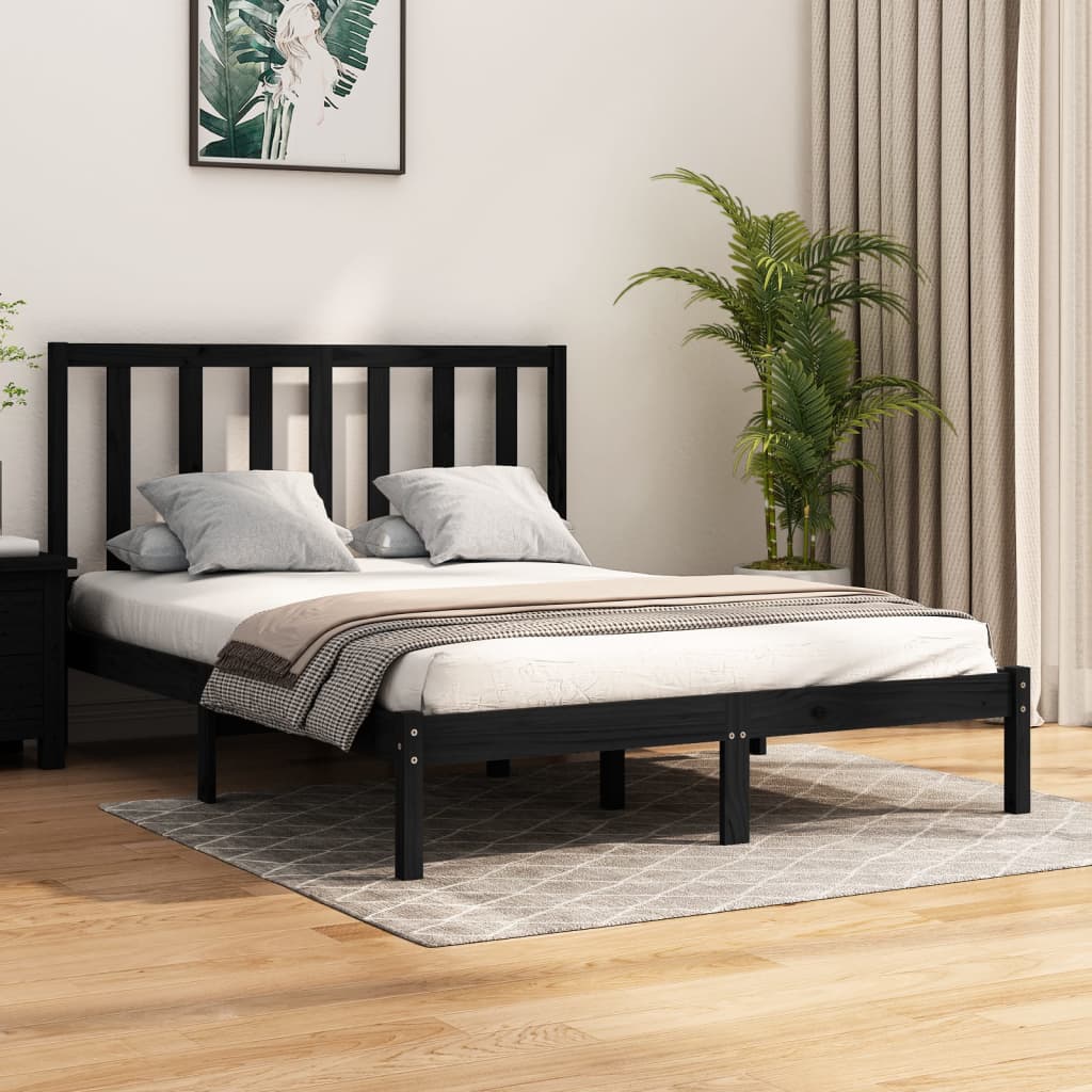 Black wooden bed frame king deals size