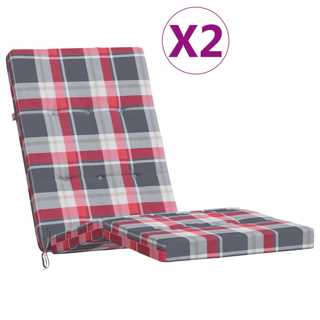 Deck Chair Cushions 2 pcs Red Check Pattern Oxford Fabric 361997