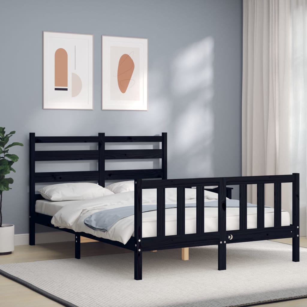 Black twin bed store frame with headboard