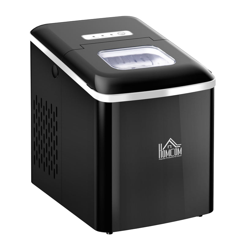 Ice Maker Countertop Portable Bullet Ice Cube Machine 12kg/24H Production Automatic Cleaning Visible Window Scoop and Basket Black by HOMCOM