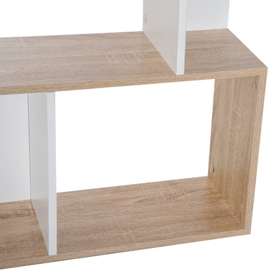 Four-Tier Double 'S' Shelving Unit - White And Oak Tone