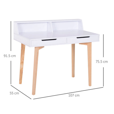 Scandinavian-Style Writing Desk, With Storage - White