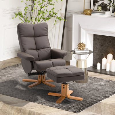 Swivel Recliner Chair And Footstool With Hidden Storage