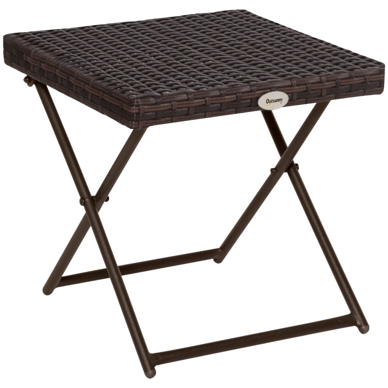 Square PE Wicker Rattan Folding Table - Black